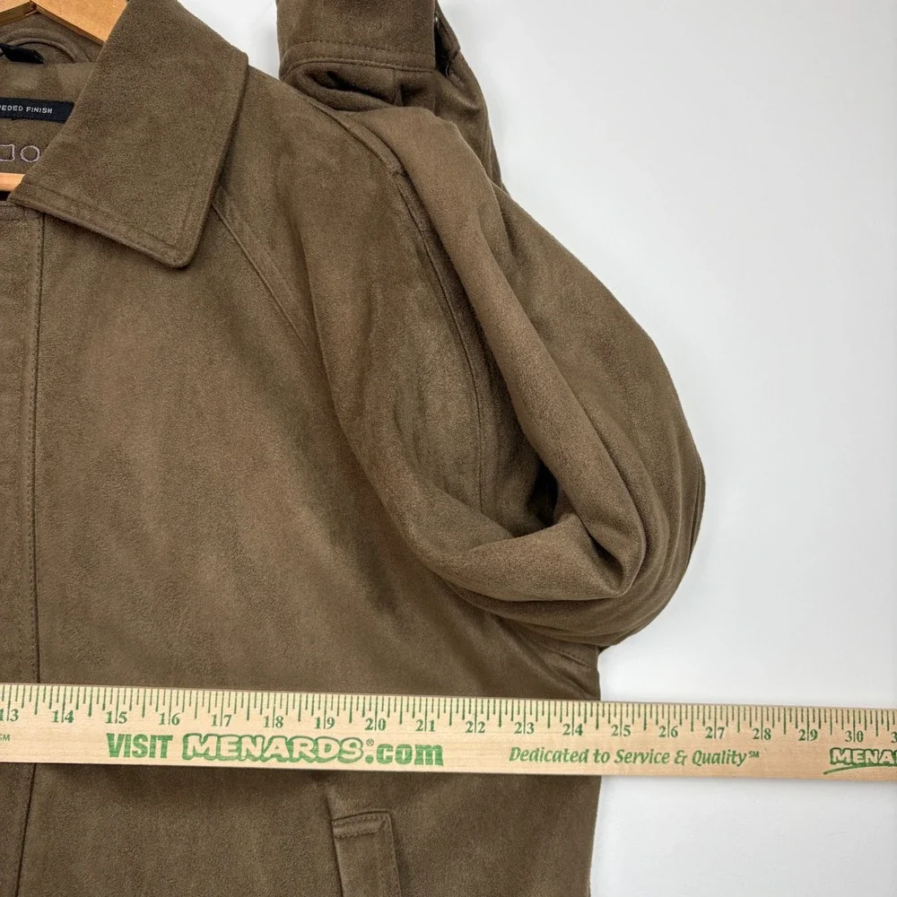 Claiborne Men Jacket L Brown Sueded Finish Full Zip Bomber Harrington Minimalist